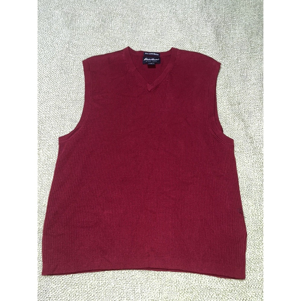 LL Bean Mens Pullover merino wool vest Red size M, Golf , Grandpa Core Christmas